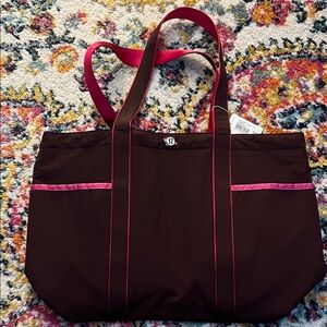 lululemon athletica Burgandy Tote Bag with Pink Accents
